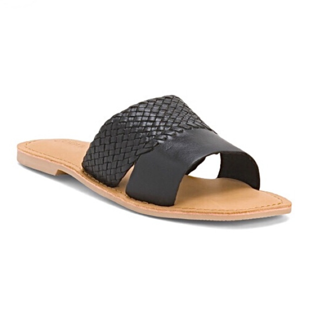 Jelavu Black Woven Slide Sandals